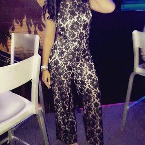 Black and Blush Floral Jumpsuit